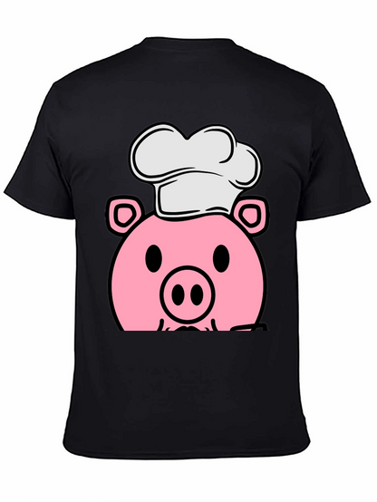 Pig Chef Graphic Tee - Black Cotton T-Shirt