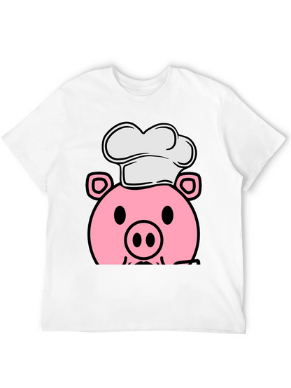 Pig Chef Graphic Tee - Black Cotton T-Shirt