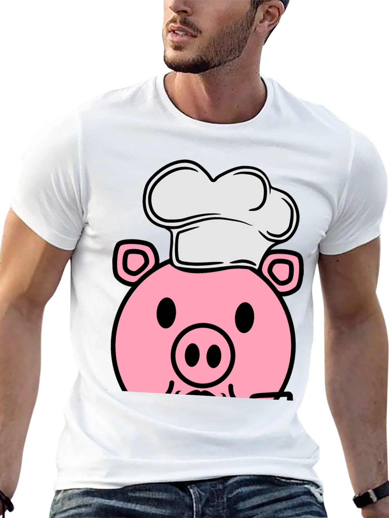 Pig Chef Graphic Tee - Black Cotton T-Shirt