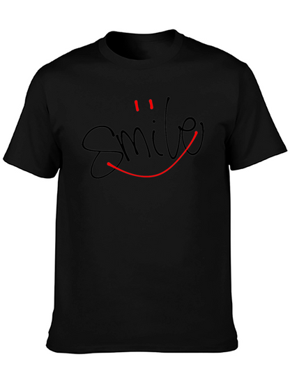 Smile Graphic Tee - Classic Black Cotton T-Shirt