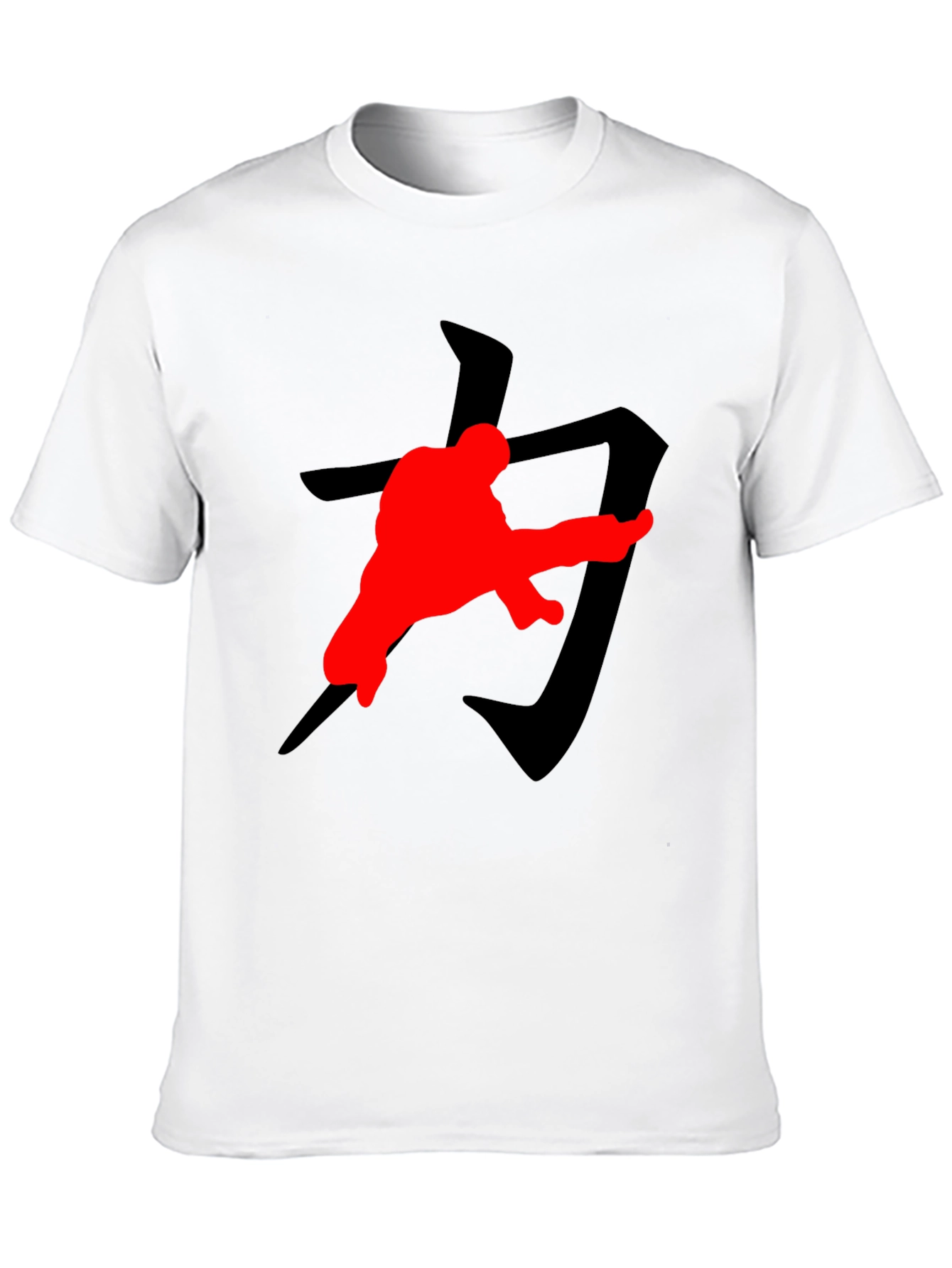 Karate Kick T-Shirt: Black with Red Graphic Print