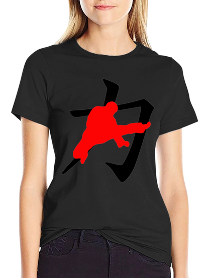 Karate Kick T-Shirt: Black with Red Graphic Print