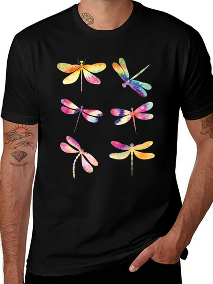 Dragonfly Tie Dye Graphic T-Shirt - Black