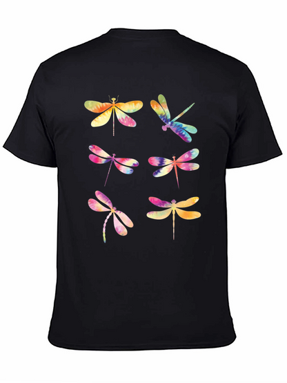 Dragonfly Tie Dye Graphic T-Shirt - Black