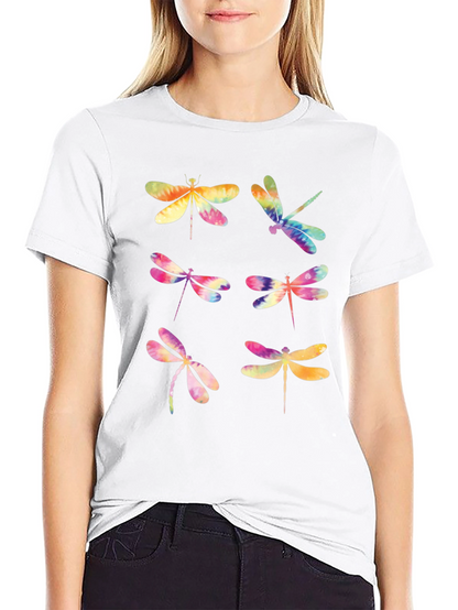 Dragonfly Tie Dye Graphic T-Shirt - Black