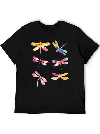 Dragonfly Tie Dye Graphic T-Shirt - Black