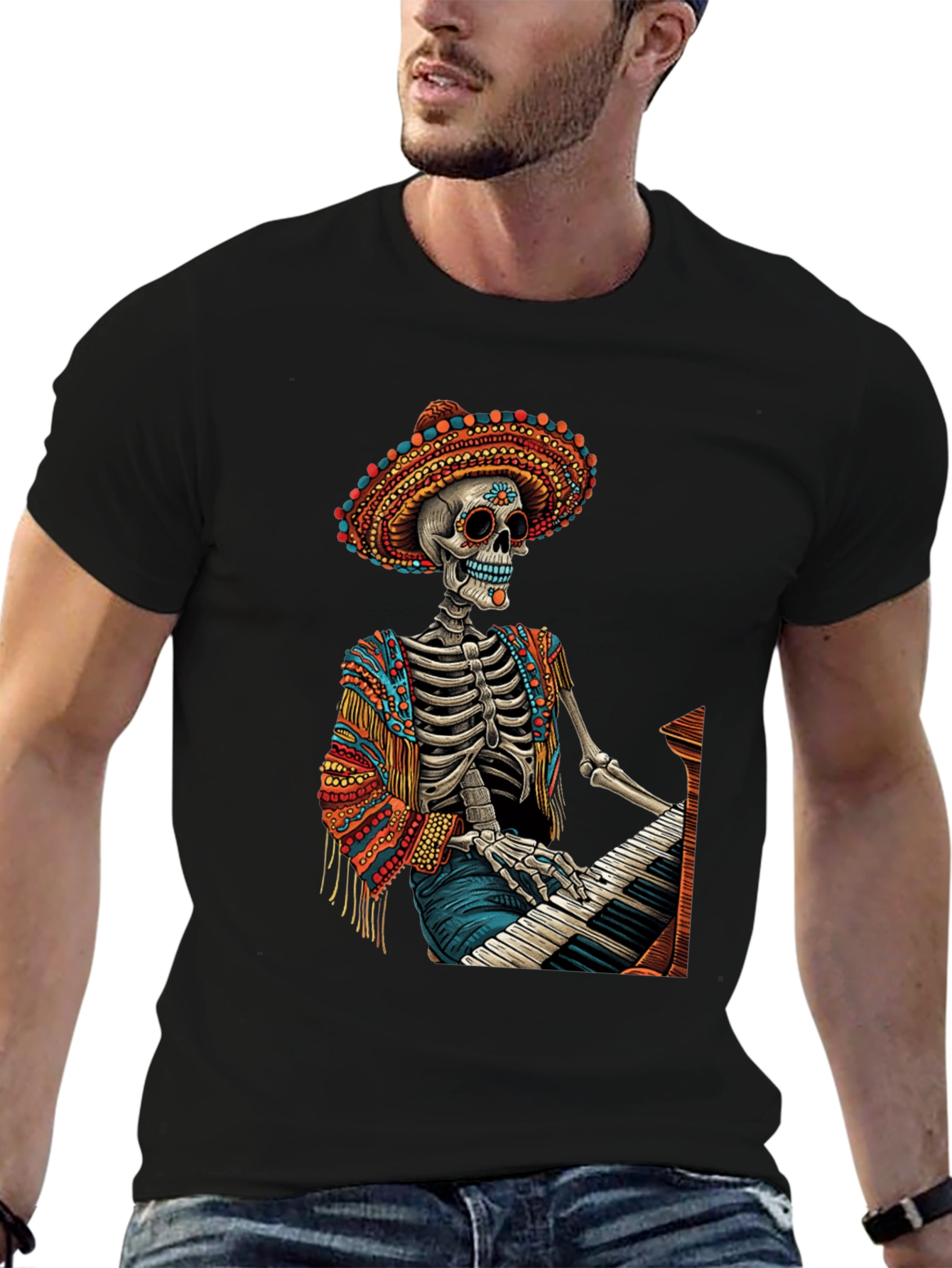Day of the Dead Skeleton Pianist T-Shirt