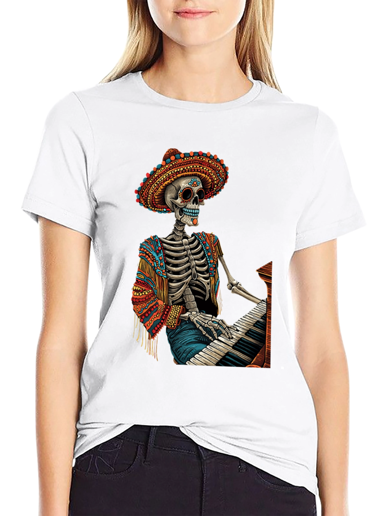 Day of the Dead Skeleton Pianist T-Shirt