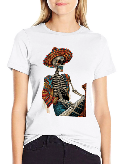 Day of the Dead Skeleton Pianist T-Shirt