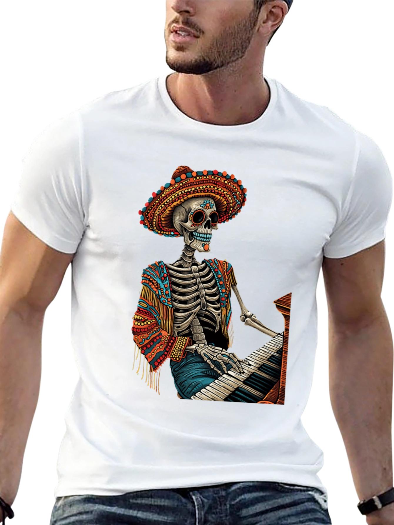 Day of the Dead Skeleton Pianist T-Shirt