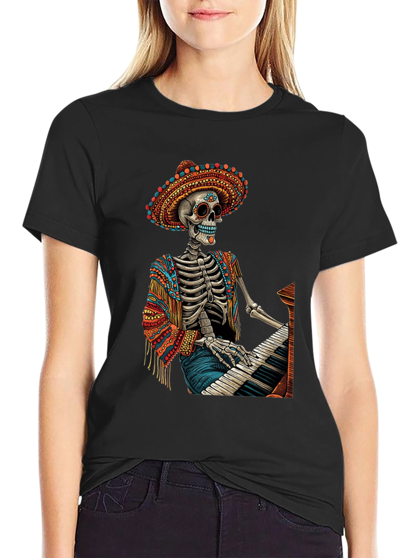Day of the Dead Skeleton Pianist T-Shirt