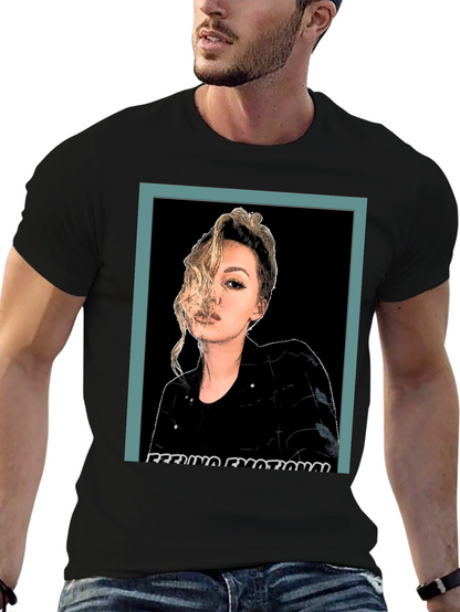 Emotional Woman Graphic Print Black T-Shirt