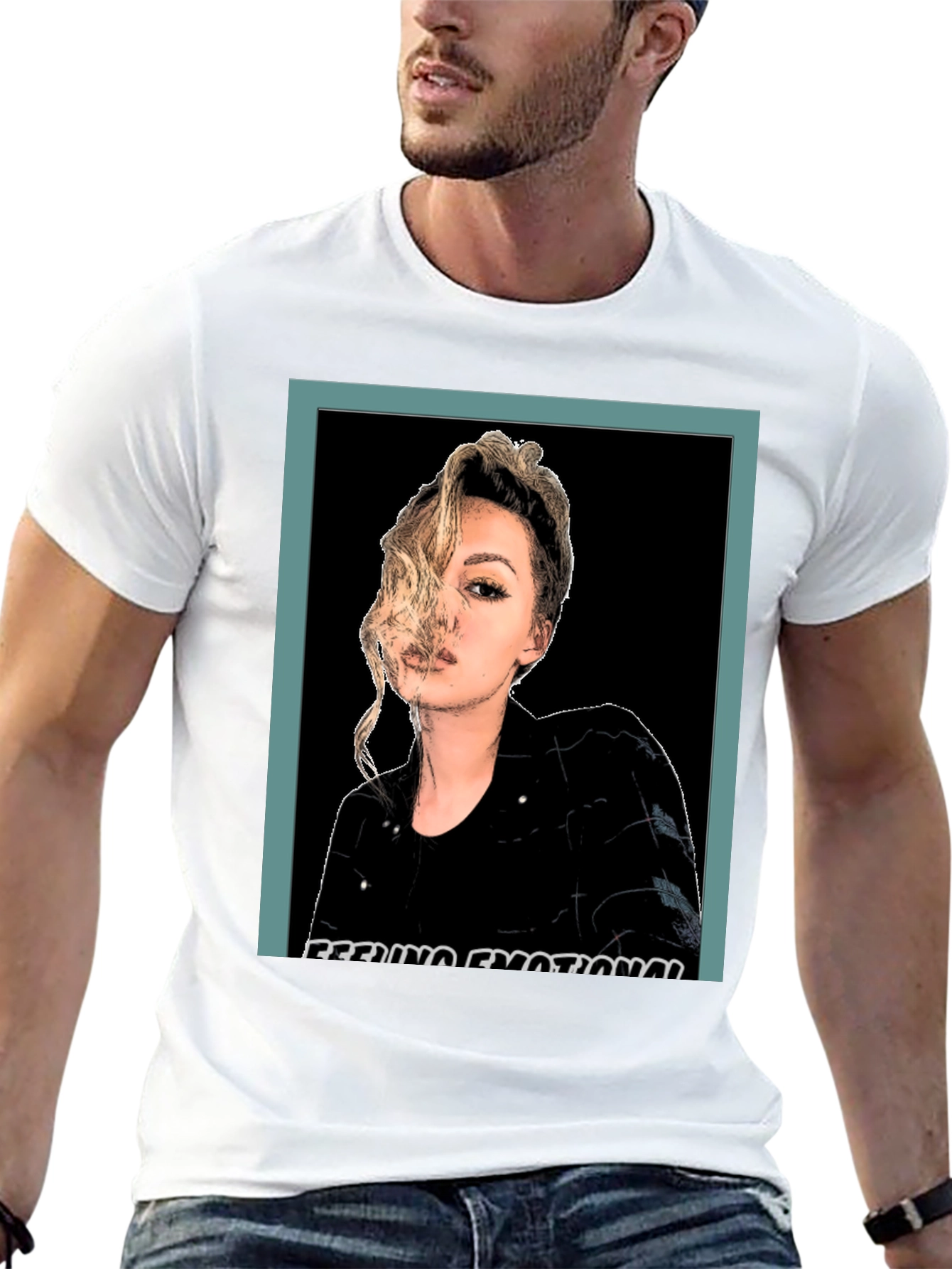 Emotional Woman Graphic Print Black T-Shirt