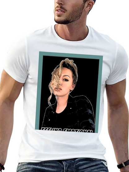 Emotional Woman Graphic Print Black T-Shirt