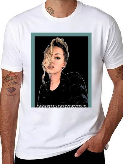 Emotional Woman Graphic Print Black T-Shirt
