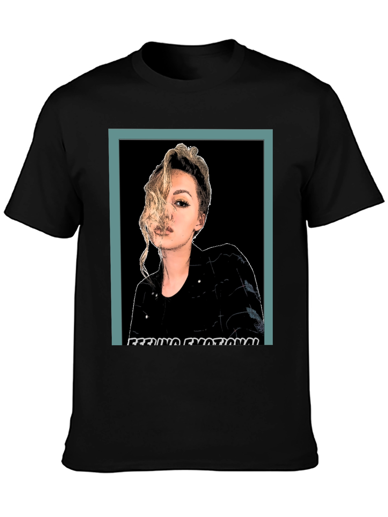 Emotional Woman Graphic Print Black T-Shirt
