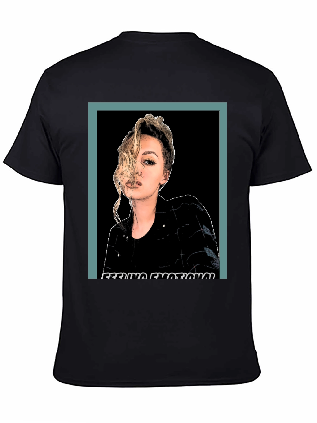 Emotional Woman Graphic Print Black T-Shirt