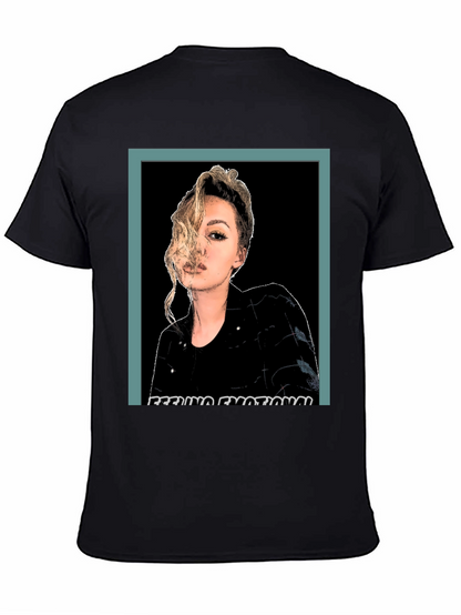Emotional Woman Graphic Print Black T-Shirt