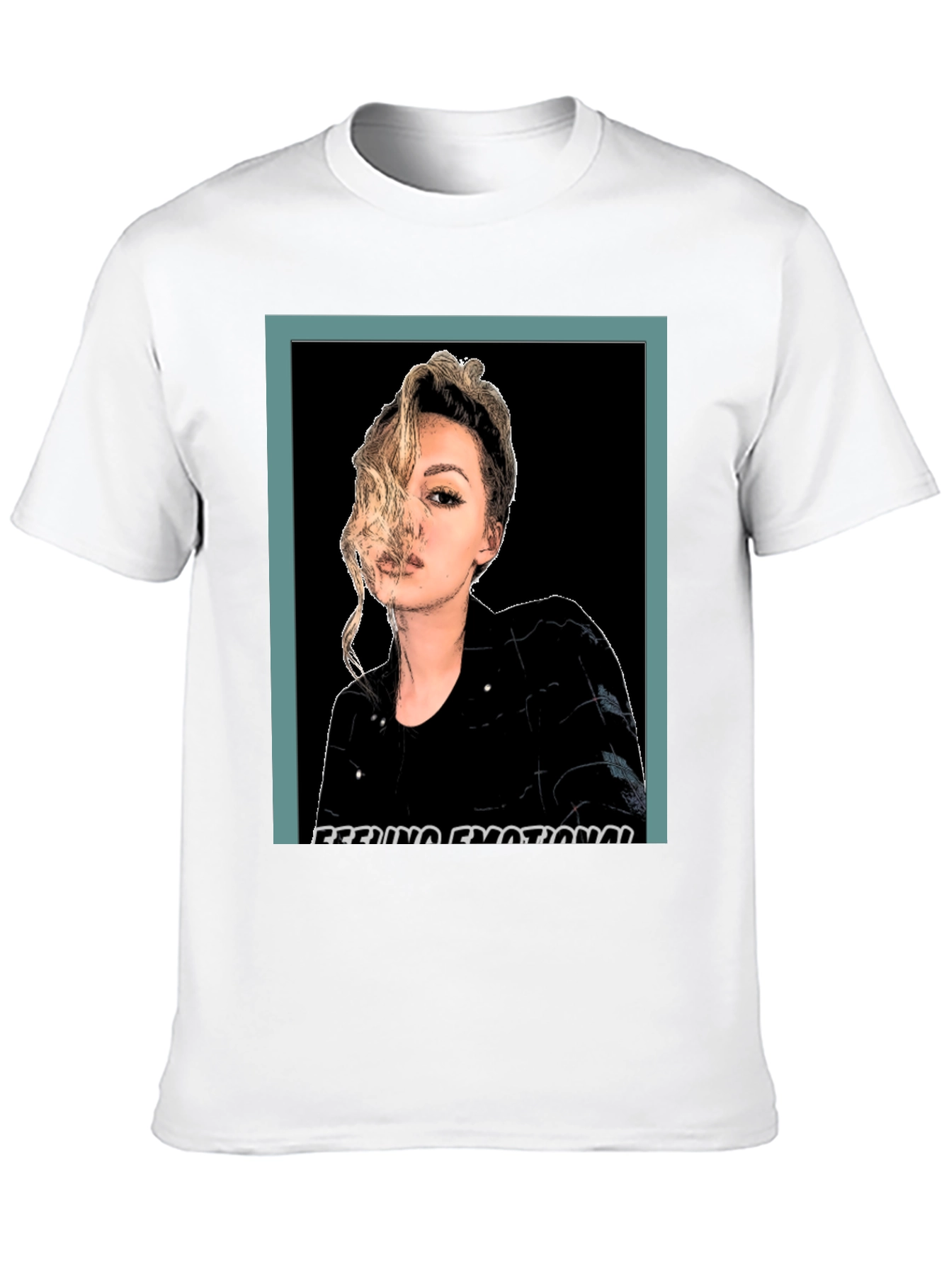 Emotional Woman Graphic Print Black T-Shirt