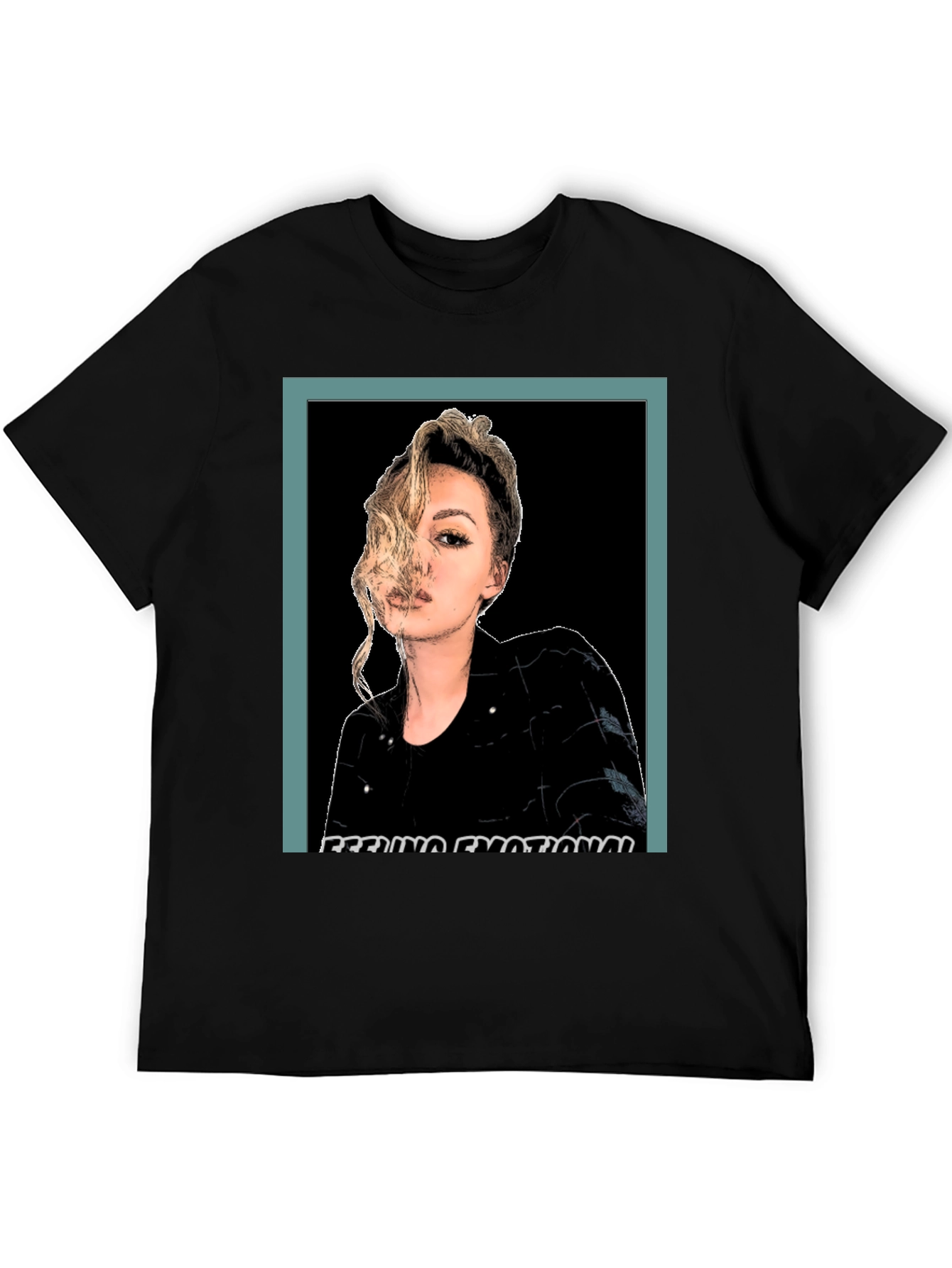Emotional Woman Graphic Print Black T-Shirt