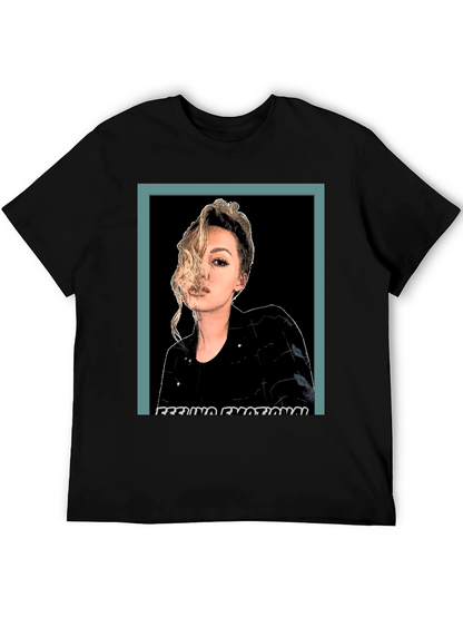Emotional Woman Graphic Print Black T-Shirt