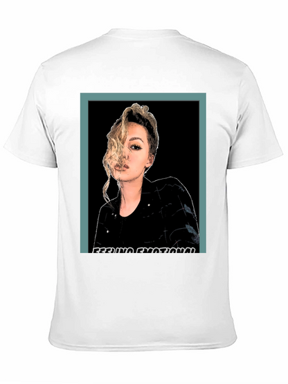 Emotional Woman Graphic Print Black T-Shirt
