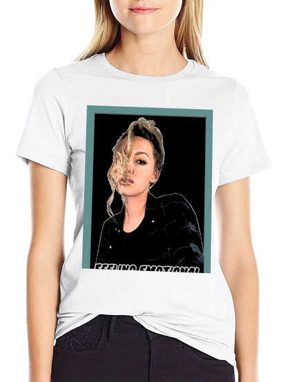 Emotional Woman Graphic Print Black T-Shirt