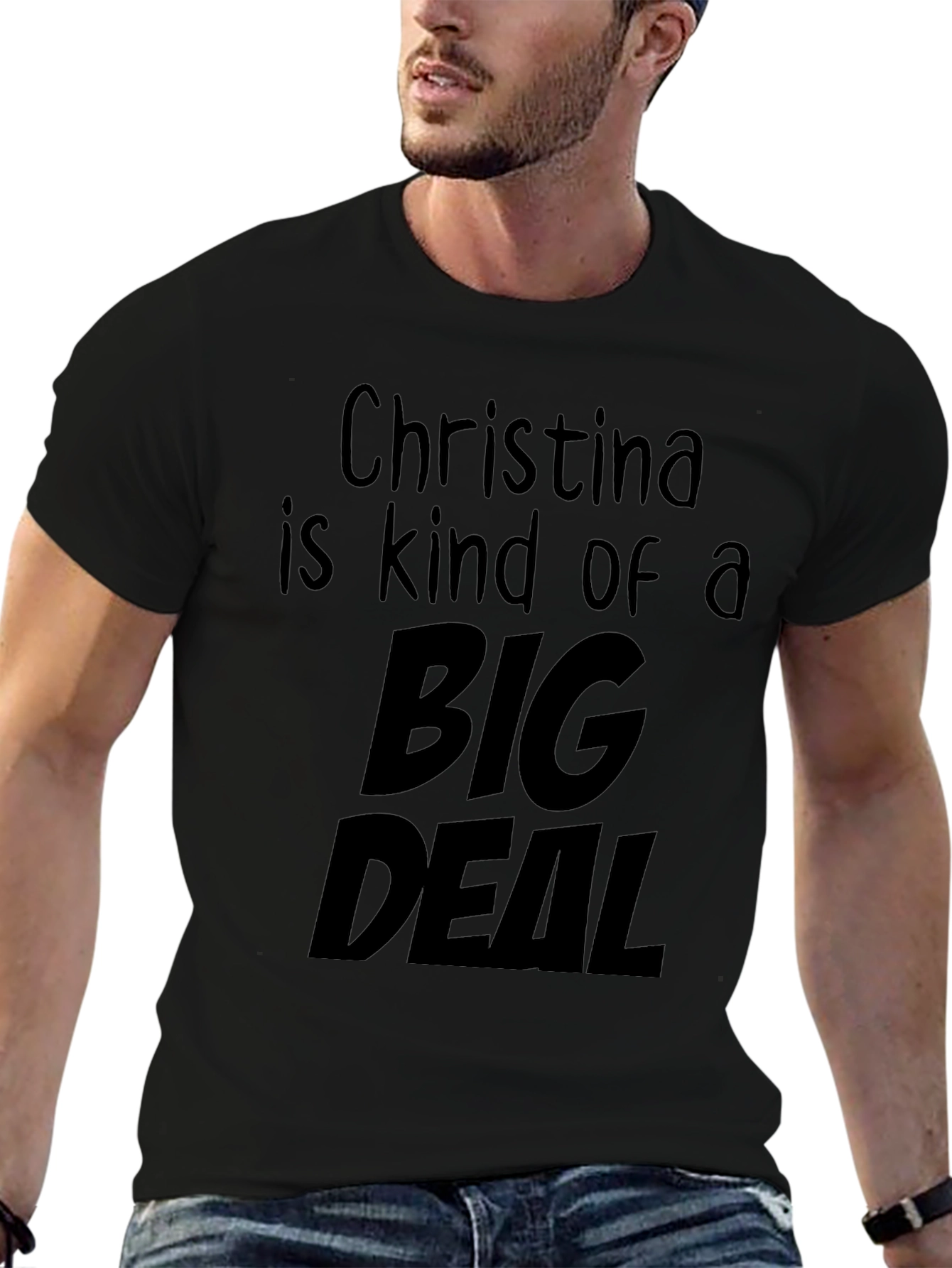 Christina Big Deal Black Graphic T-Shirt