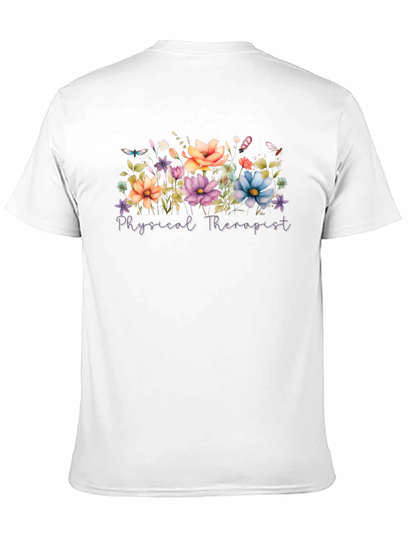 Floral Physical Therapist Black T-Shirt