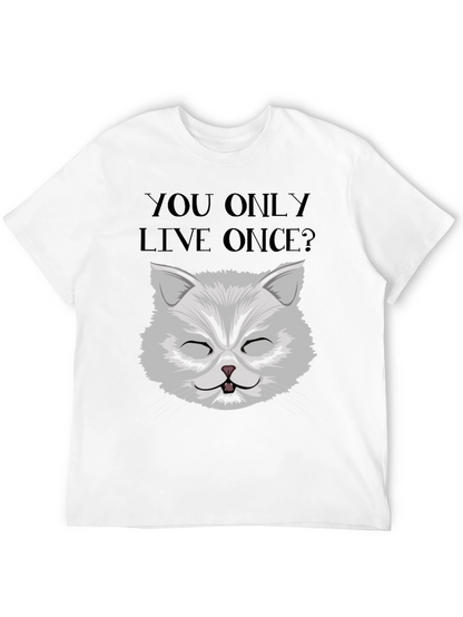 YOLO Cat Graphic Tee - Unisex Black Cotton T-Shirt