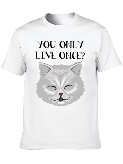 YOLO Cat Graphic Tee - Unisex Black Cotton T-Shirt