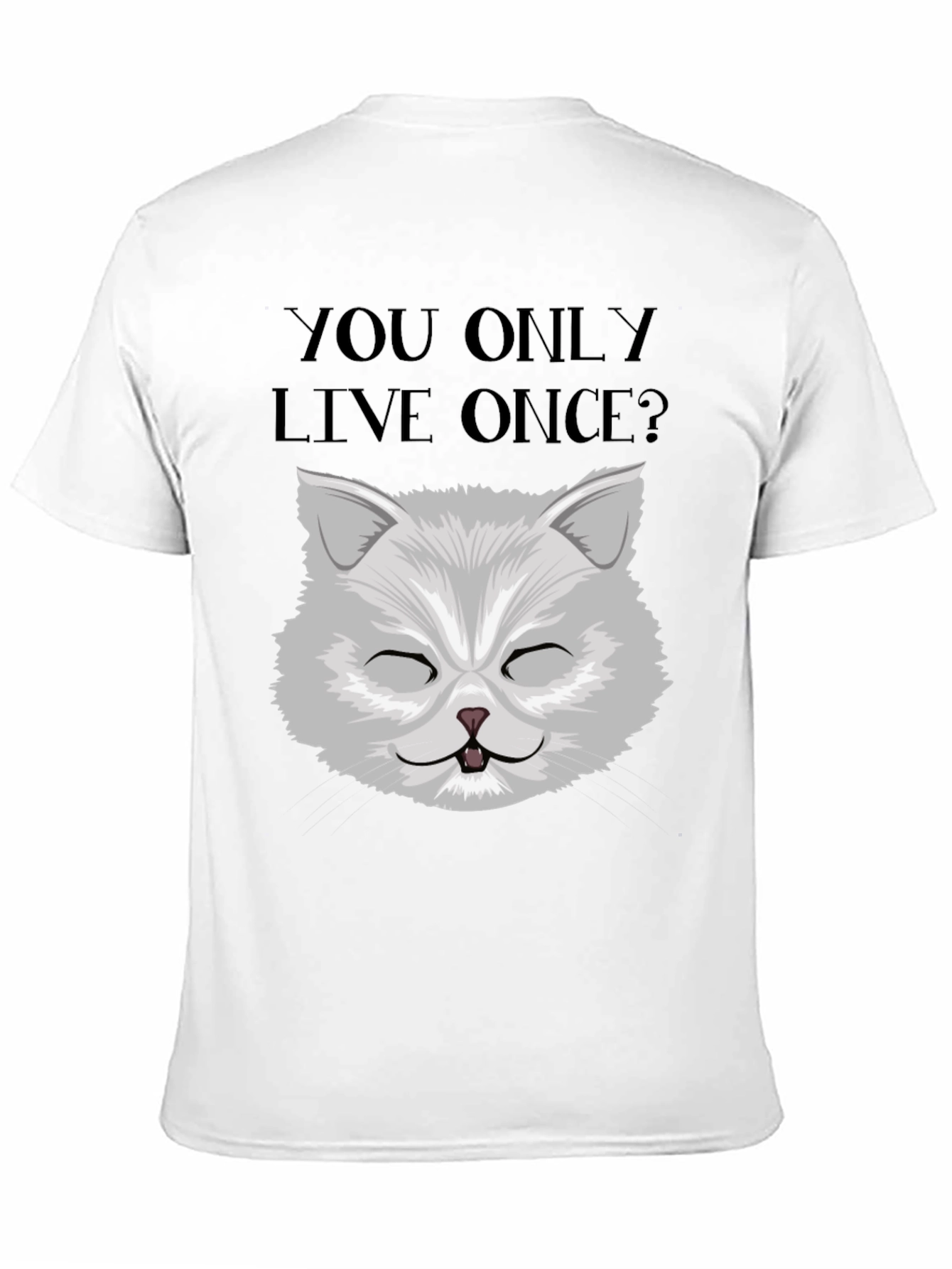 YOLO Cat Graphic Tee - Unisex Black Cotton T-Shirt