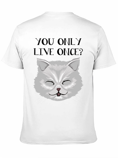 YOLO Cat Graphic Tee - Unisex Black Cotton T-Shirt