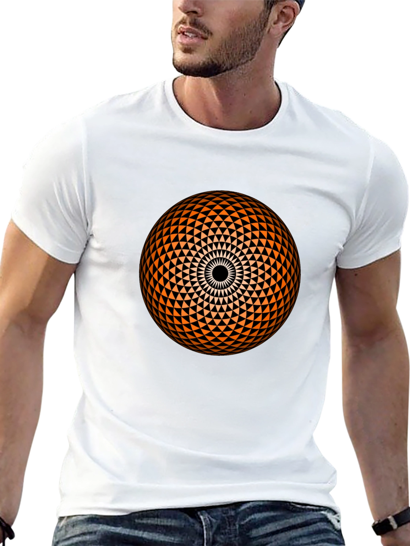 Geometric Sphere Graphic Black T-Shirt