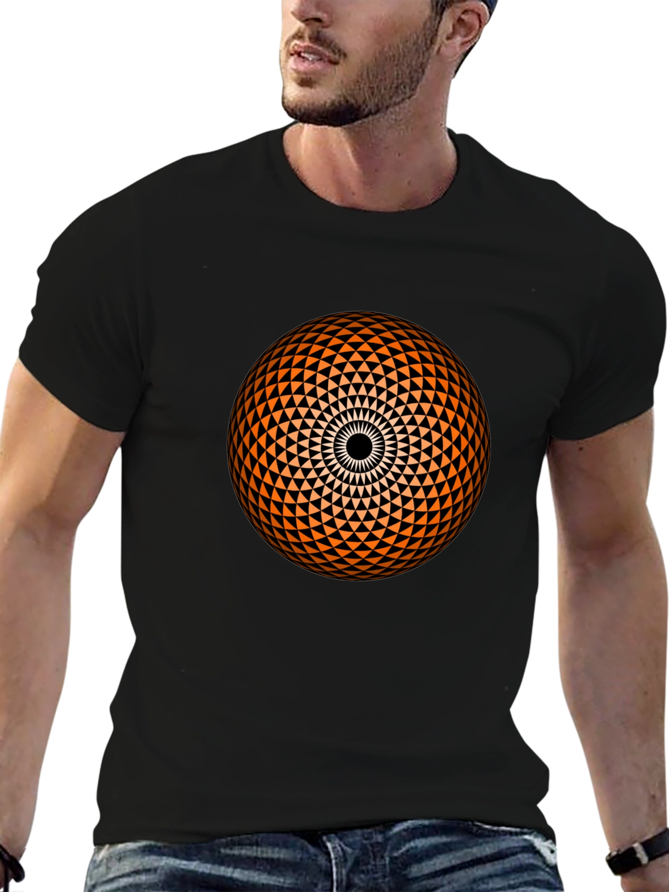 Geometric Sphere Graphic Black T-Shirt