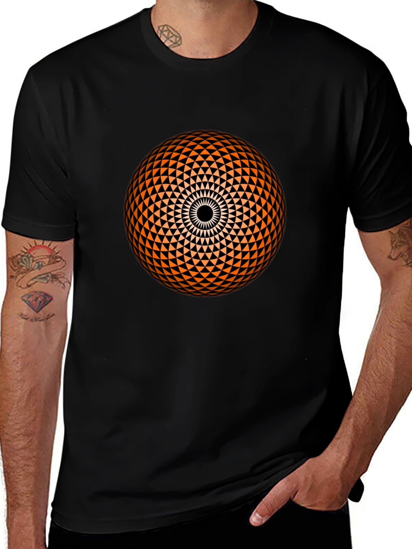 Geometric Sphere Graphic Black T-Shirt