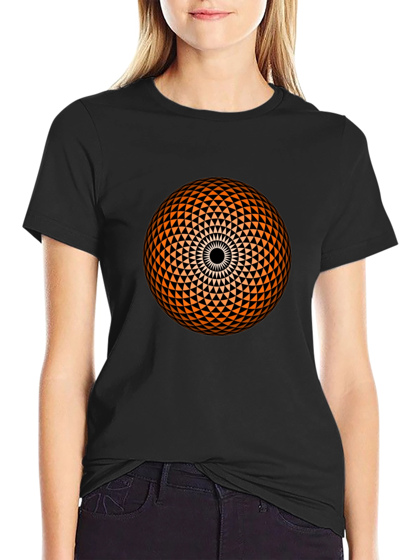 Geometric Sphere Graphic Black T-Shirt
