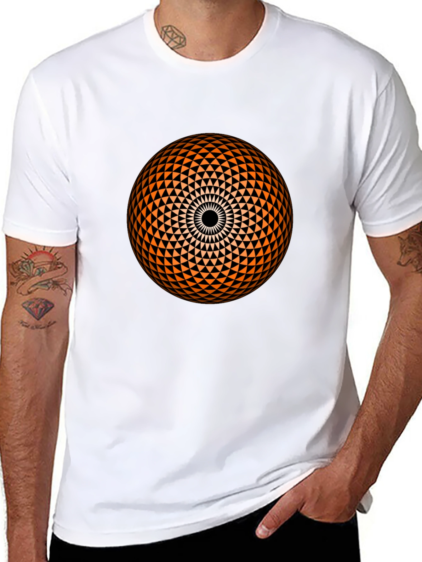 Geometric Sphere Graphic Black T-Shirt