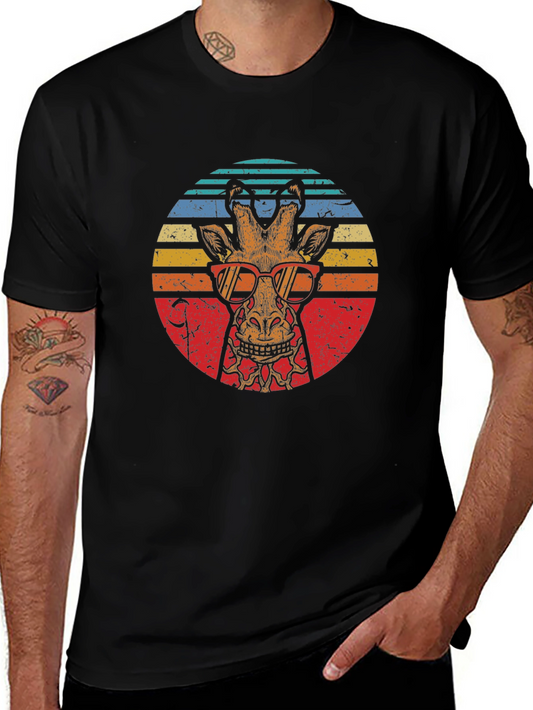 Retro Giraffe Sunglasses Graphic T-Shirt