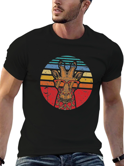 Retro Giraffe Sunglasses Graphic T-Shirt