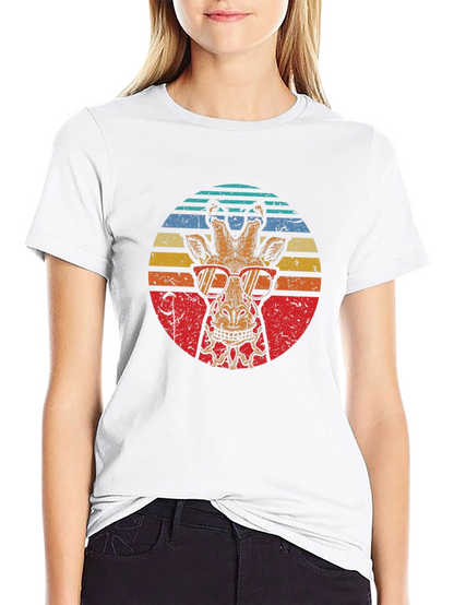 Retro Giraffe Sunglasses Graphic T-Shirt