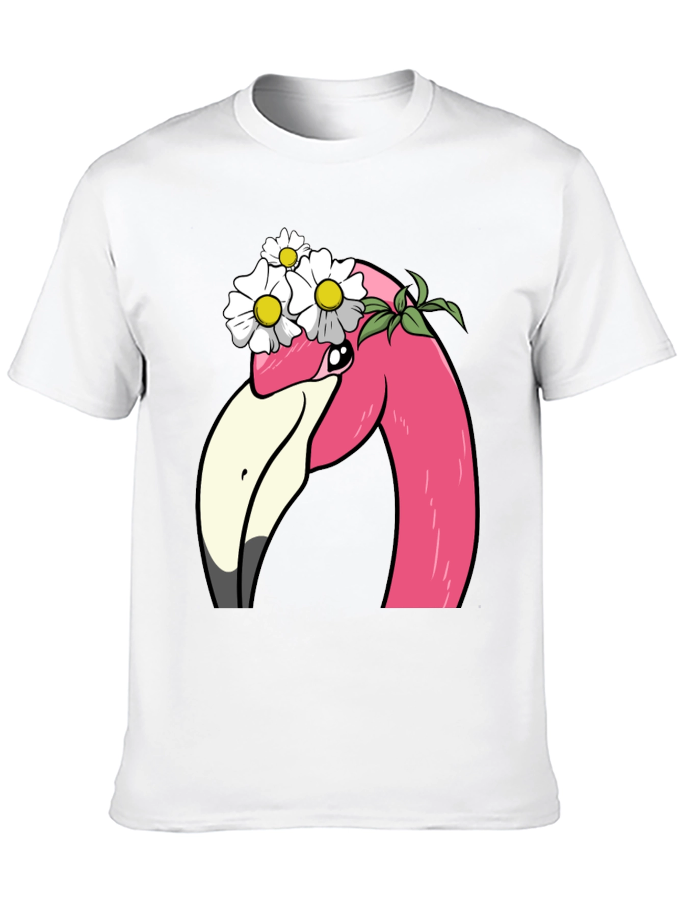 Flamingo Flower Crown T-Shirt - Black