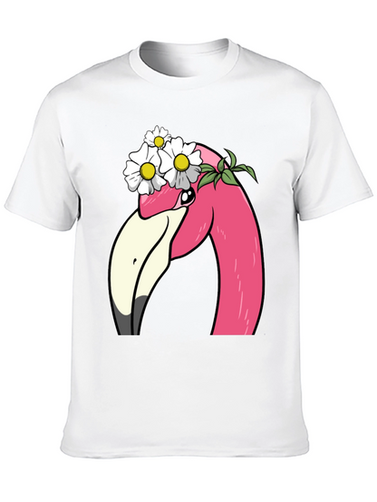 Flamingo Flower Crown T-Shirt - Black