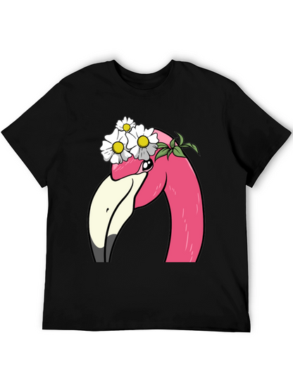 Flamingo Flower Crown T-Shirt - Black