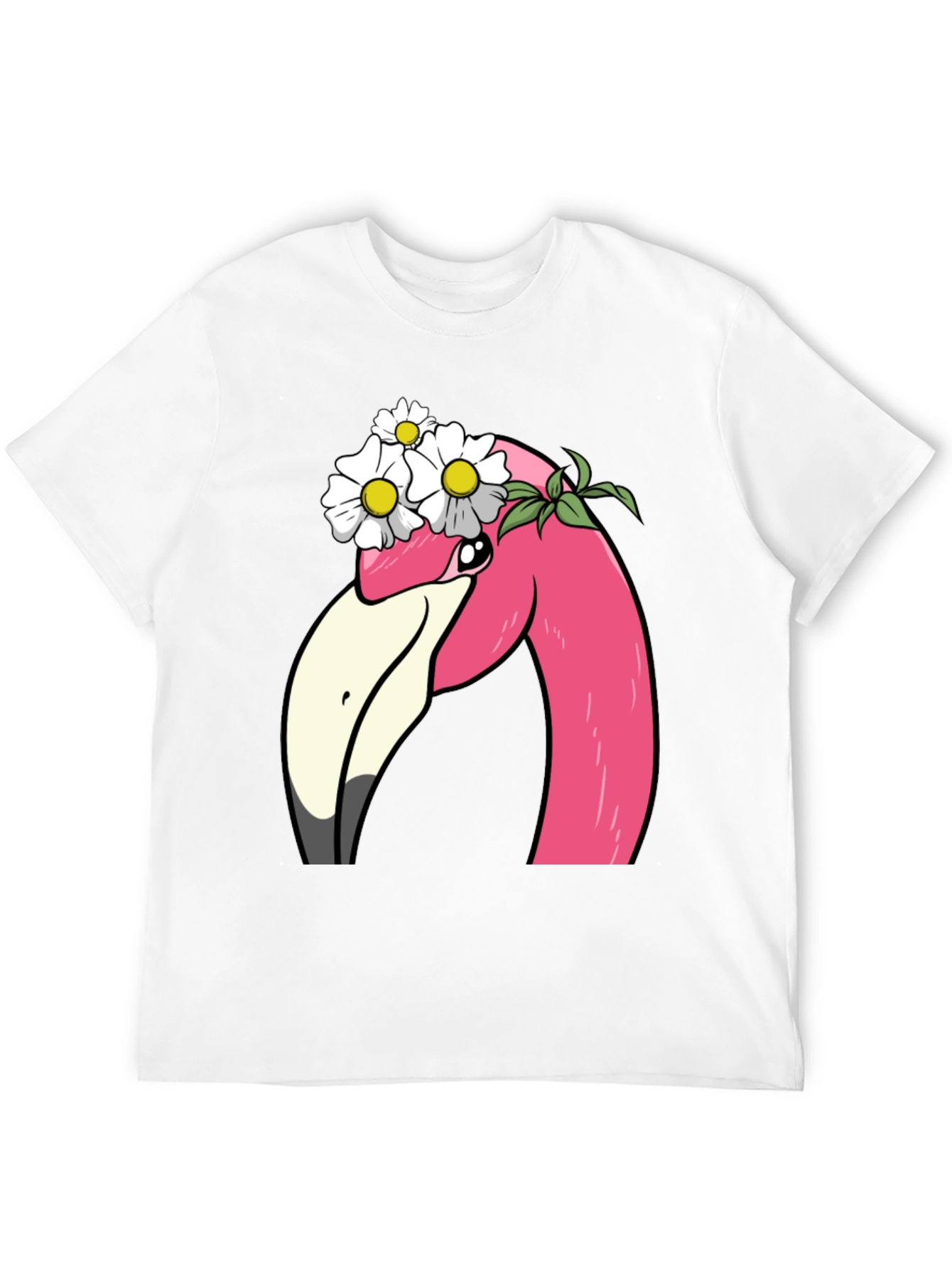 Flamingo Flower Crown T-Shirt - Black