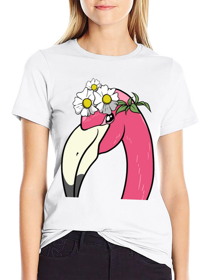 Flamingo Flower Crown T-Shirt - Black