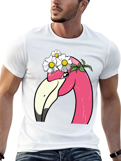 Flamingo Flower Crown T-Shirt - Black