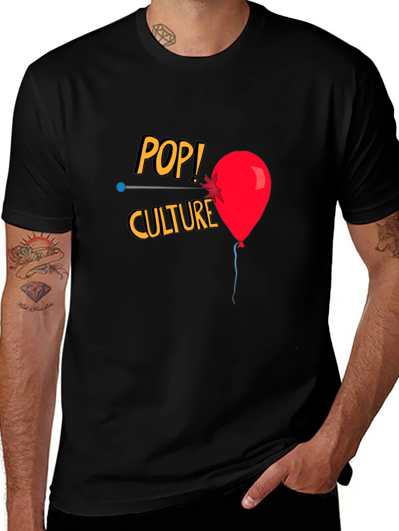 Pop Culture T-Shirt with Balloon Graphic
