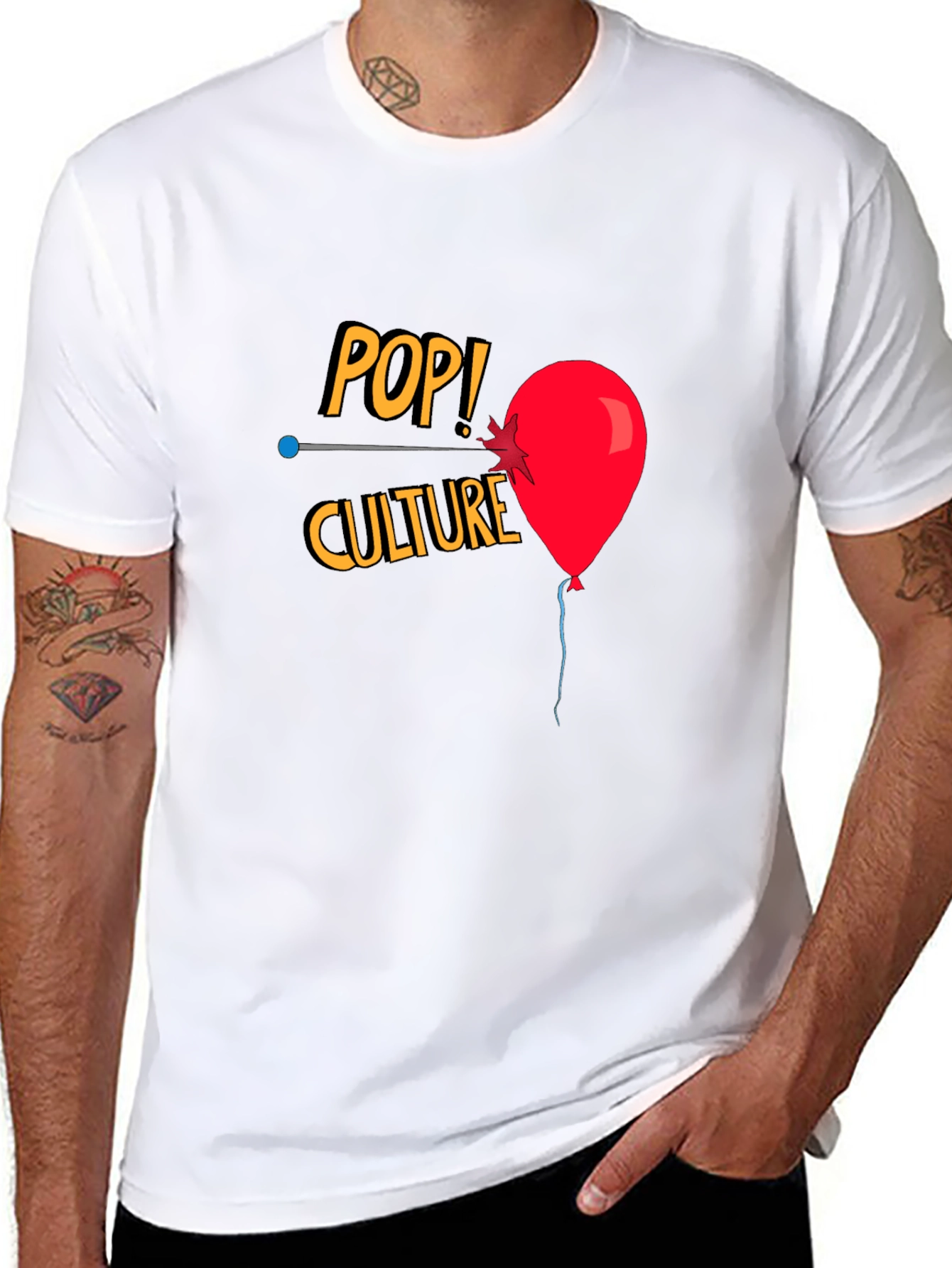 Pop Culture T-Shirt with Balloon Graphic