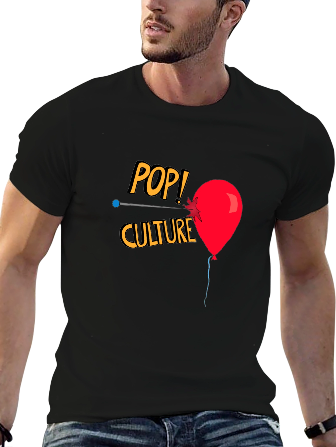 Pop Culture T-Shirt with Balloon Graphic